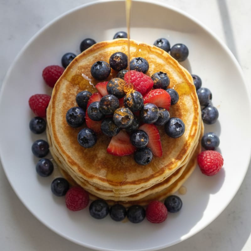 Cottage Cheese Protein Pancakes with Fresh Berries