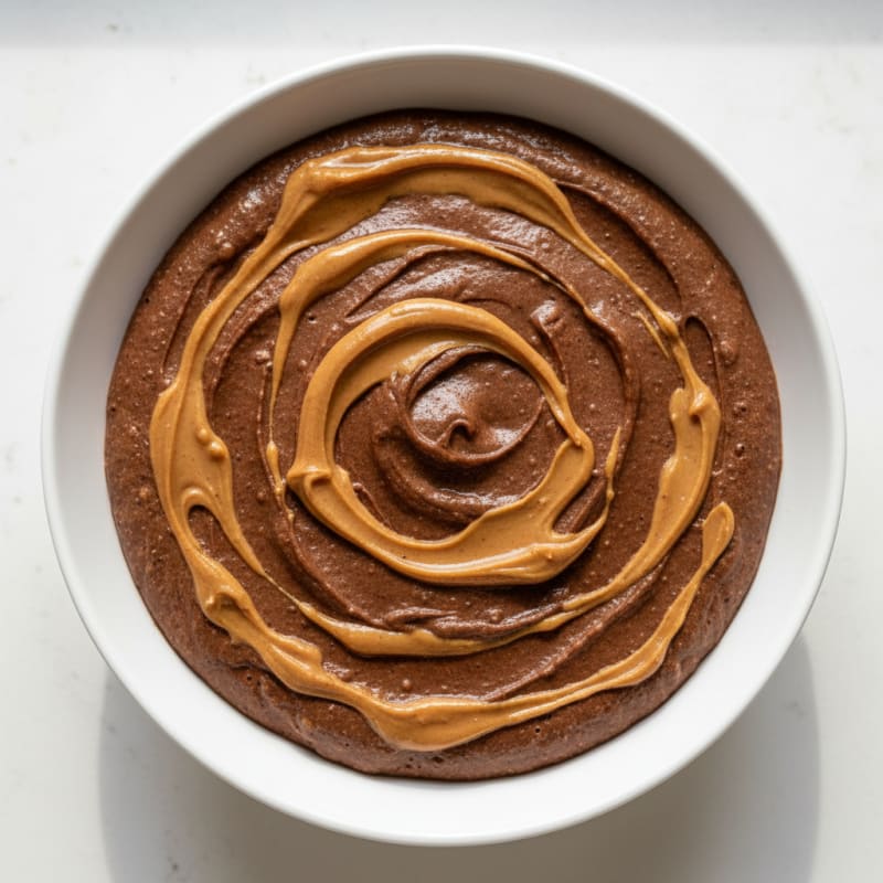 Creamy Cottage Cheese Chocolate Mousse with Peanut Butter Swirl