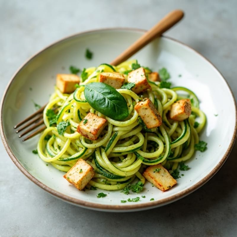 Creamy Cashew Pesto Zucchini Noodles
