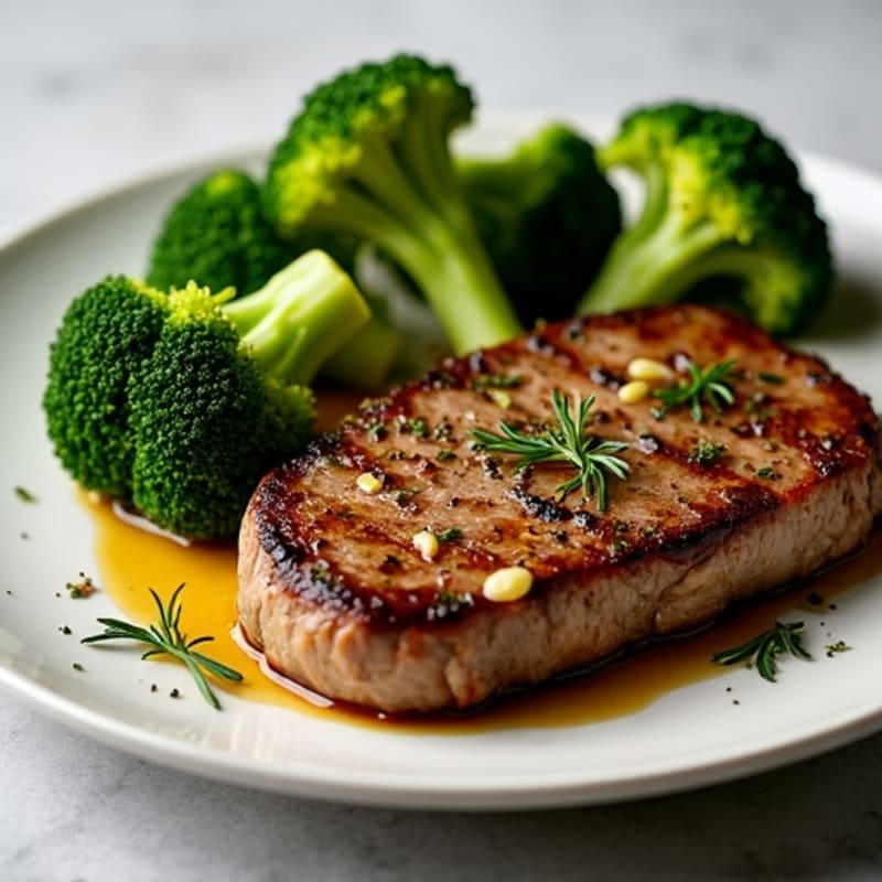 Garlic-Herb Seared Steak with Roasted Broccoli