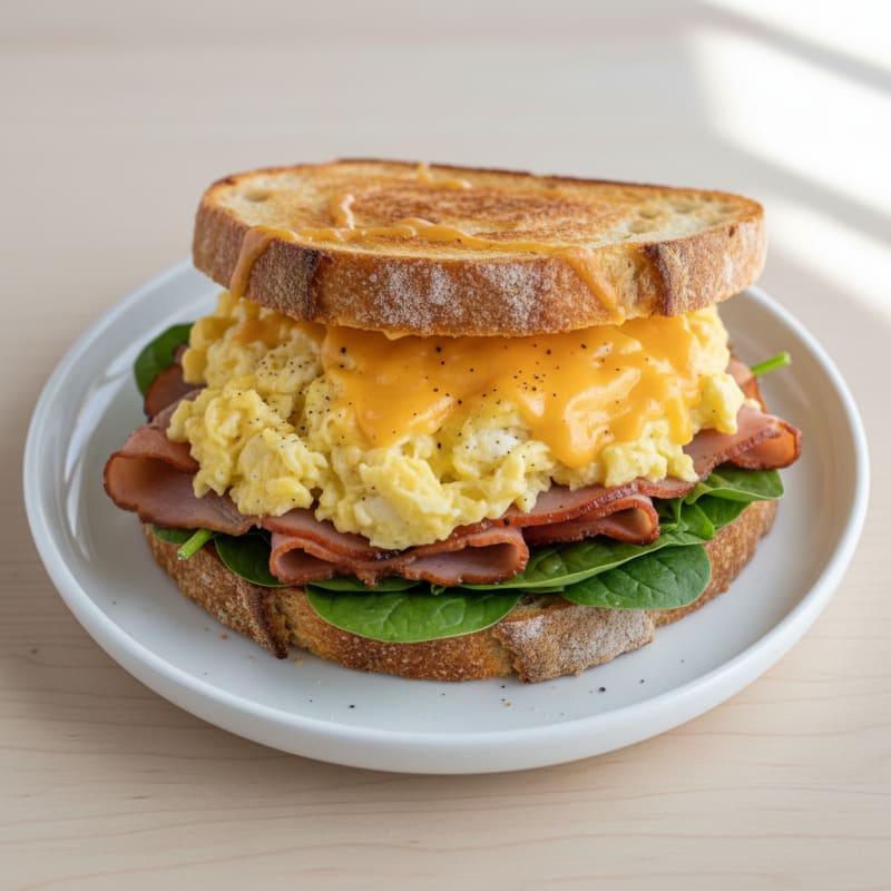 Ham and Egg Sourdough Breakfast Sandwich