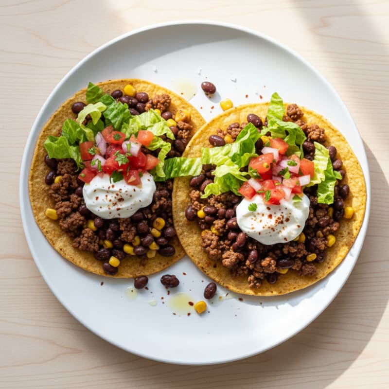 Ground Beef and Bean Tostadas
