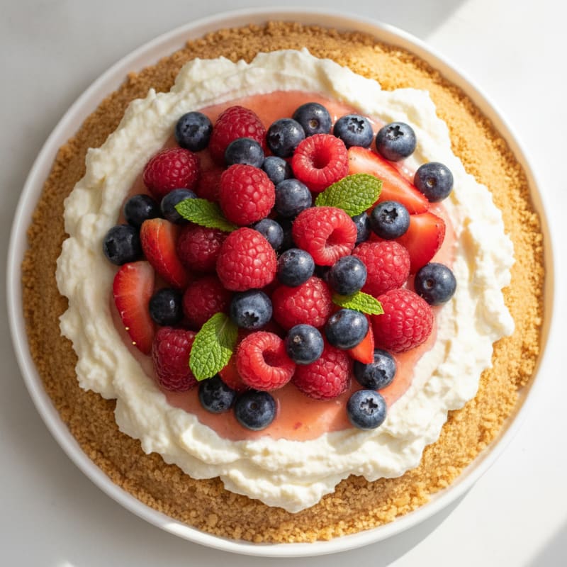 Greek Yogurt Protein Cheesecake with Fresh Berries