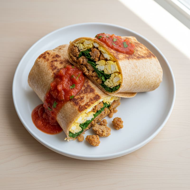 Hearty Sausage Breakfast Burrito with Salsa