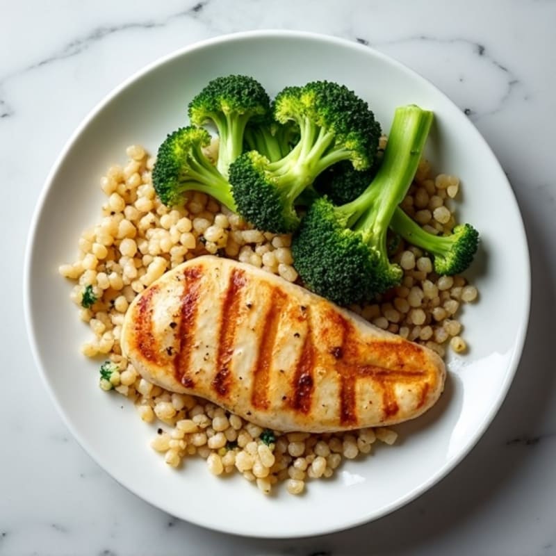 Grilled Chicken Breast with Quinoa and Steamed Broccoli