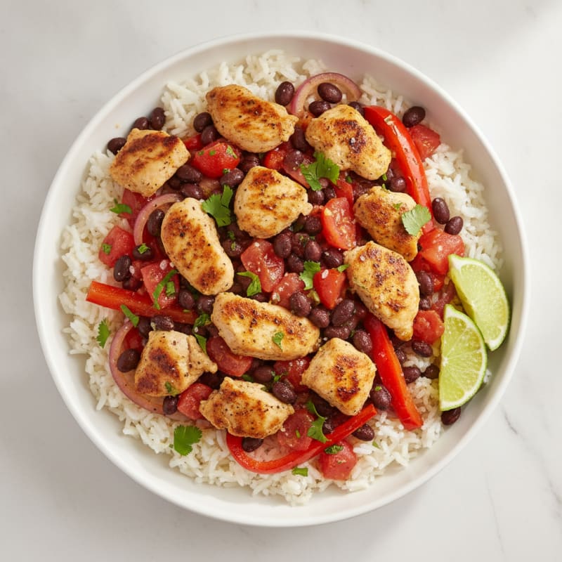 Chicken Black Bean Salsa Rice Bowl