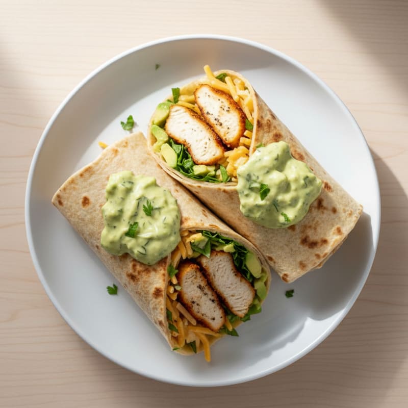Air-Fried Chicken Avocado Ranch Wrap