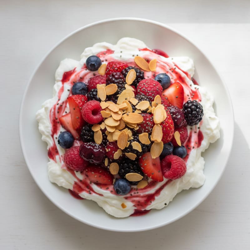 Greek Yogurt Protein Pudding with Mixed Berries
