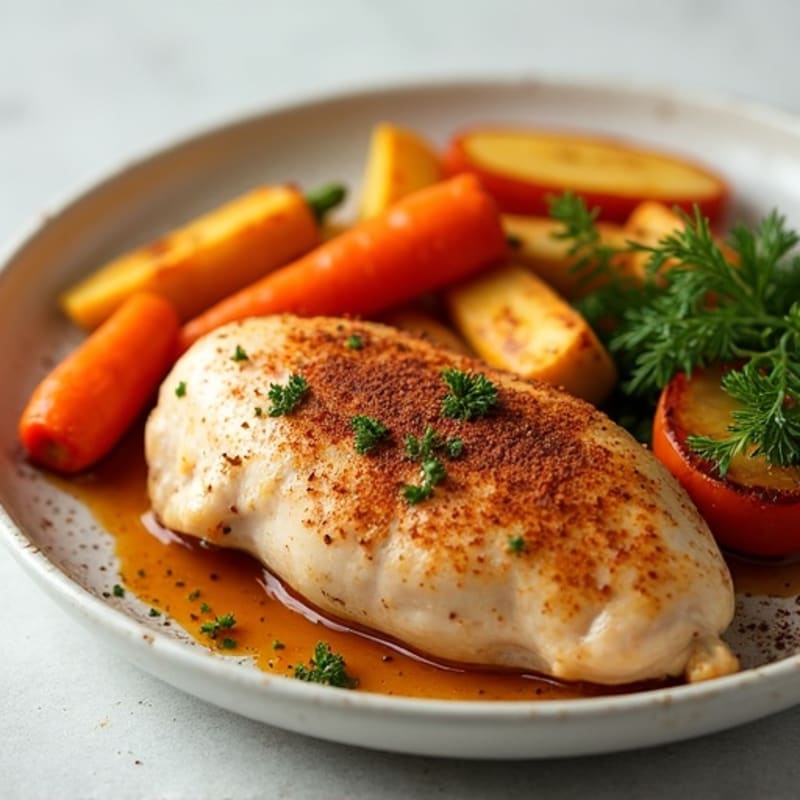 Baked Cinnamon Apple Chicken with Roasted Root Vegetables