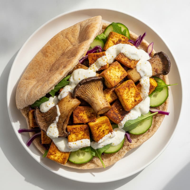 Vegan Mushroom and Tofu Halloumi Donner Kebab