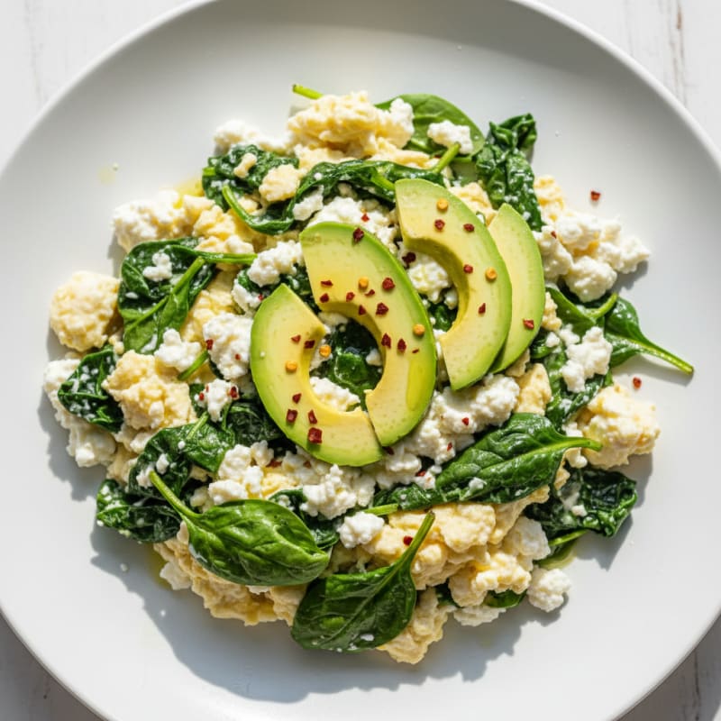 Egg White and Spinach Scramble with Cottage Cheese