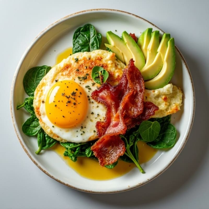 Egg White Omelet with Spinach and Turkey Bacon