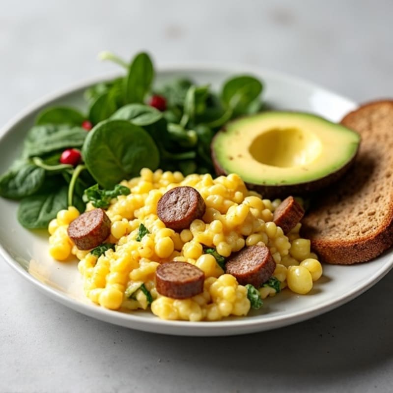 Egg White and Turkey Sausage Scramble with Spinach