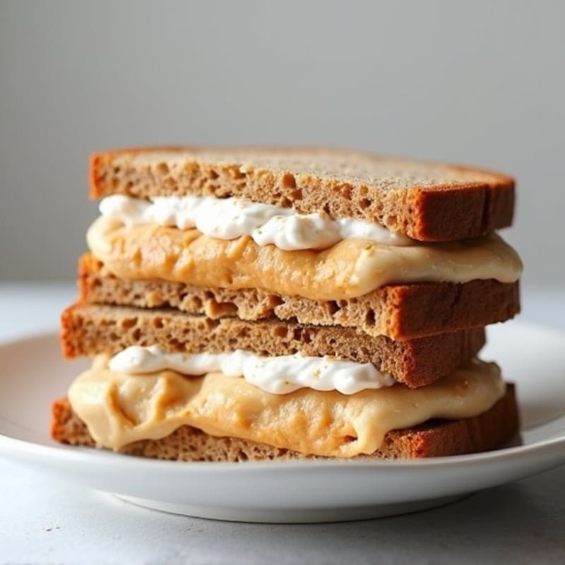 Healthy Peanut Butter and Vanilla Protein Fluff Sandwich