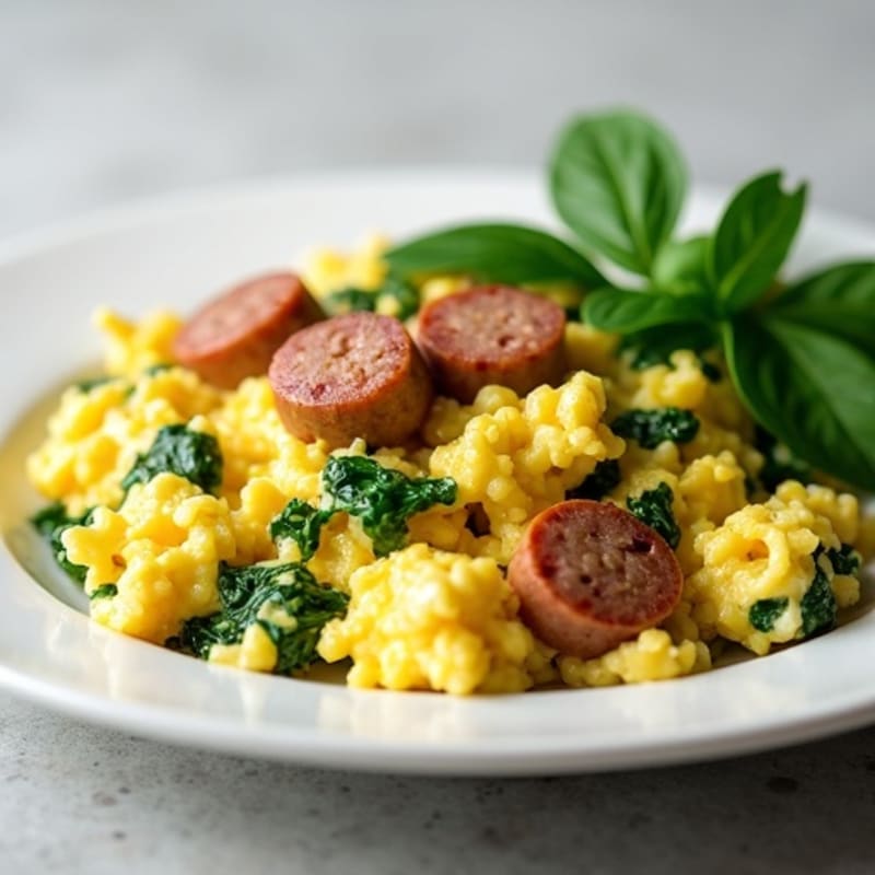 Egg White Scramble with Spinach and Turkey Sausage