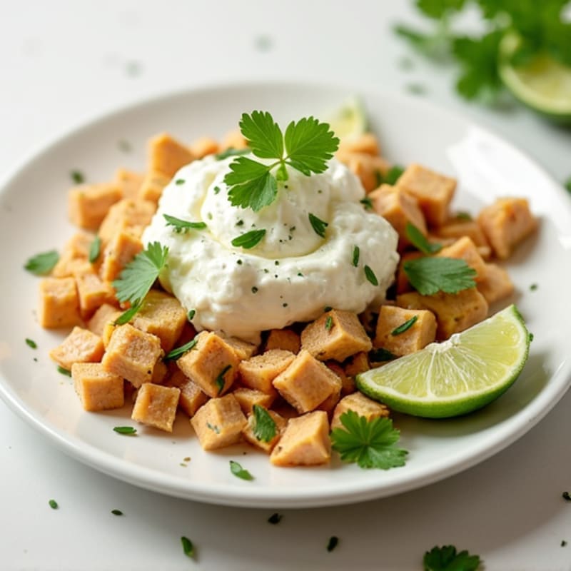 Cottage Cheese with Diced Chicken and Fresh Lime