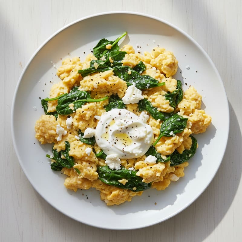 Creamy Spinach and Feta Scrambled Eggs