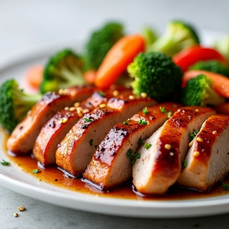 Five-Spice Glazed Pork Tenderloin with Sesame Vegetables