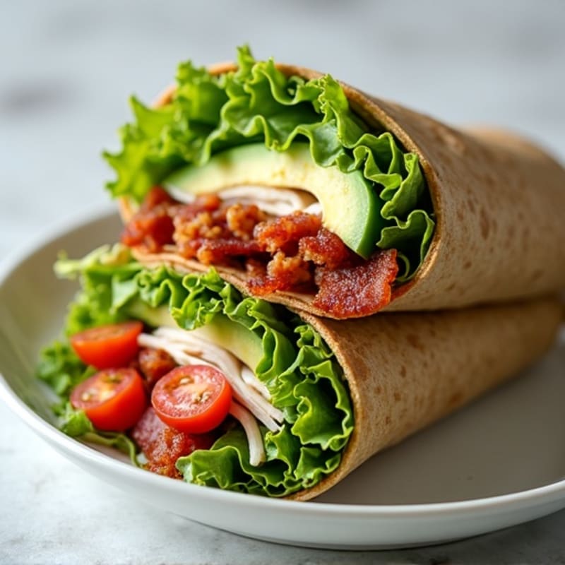 Crispy Turkey Bacon and Avocado Wrap with Fresh Greens