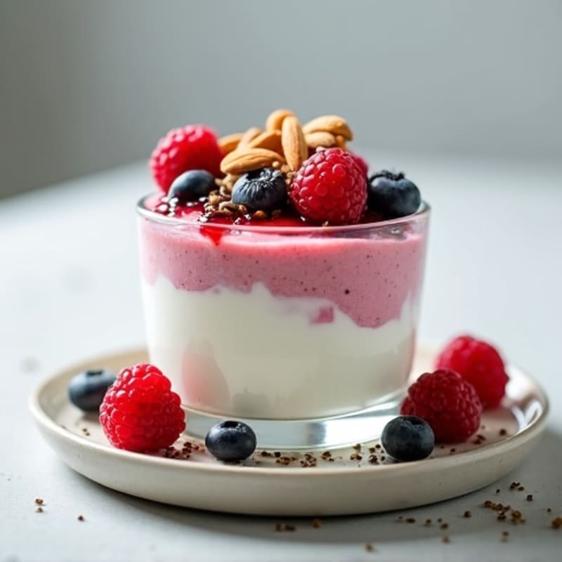 Greek Yogurt Protein Mousse with Mixed Berries