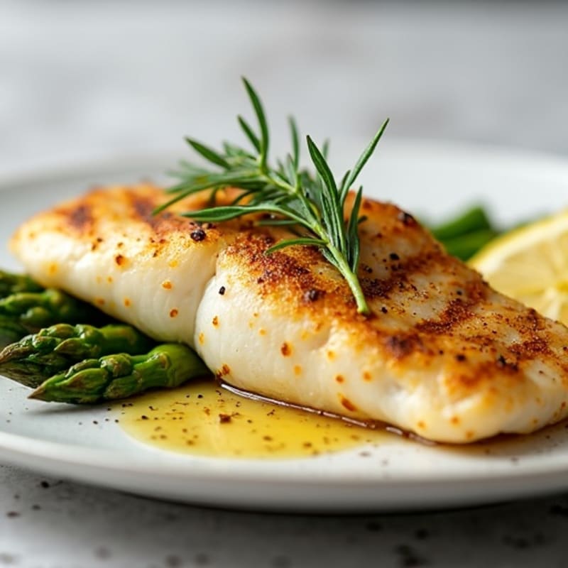 Seared Tilapia with Roasted Asparagus and Lemon