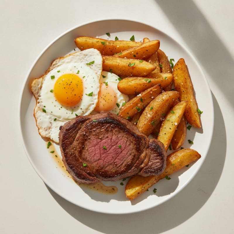 Pan-Seared Sirloin Steak with Garlic Fries