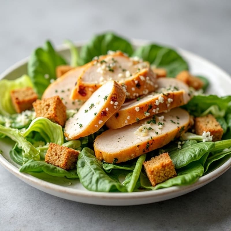 Roasted Chicken Caesar Salad with Crispy Romaine
