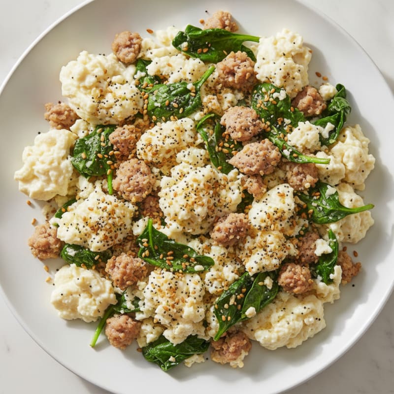 Egg White and Turkey Sausage Scramble with Spinach