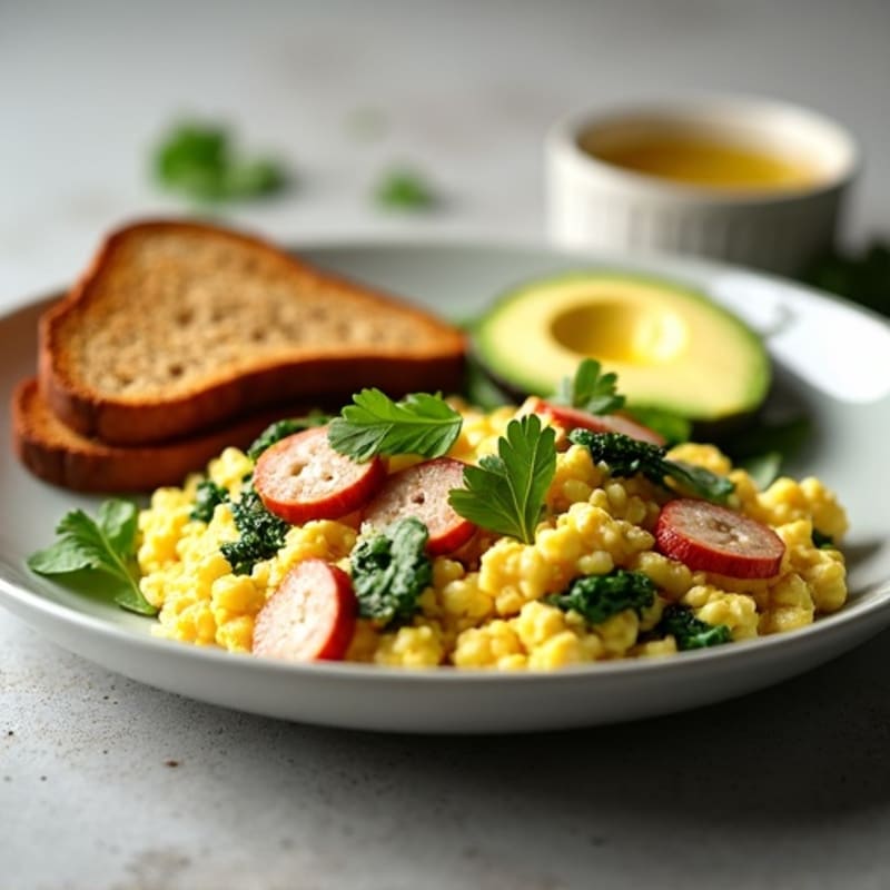 Egg White and Turkey Sausage Scramble with Spinach