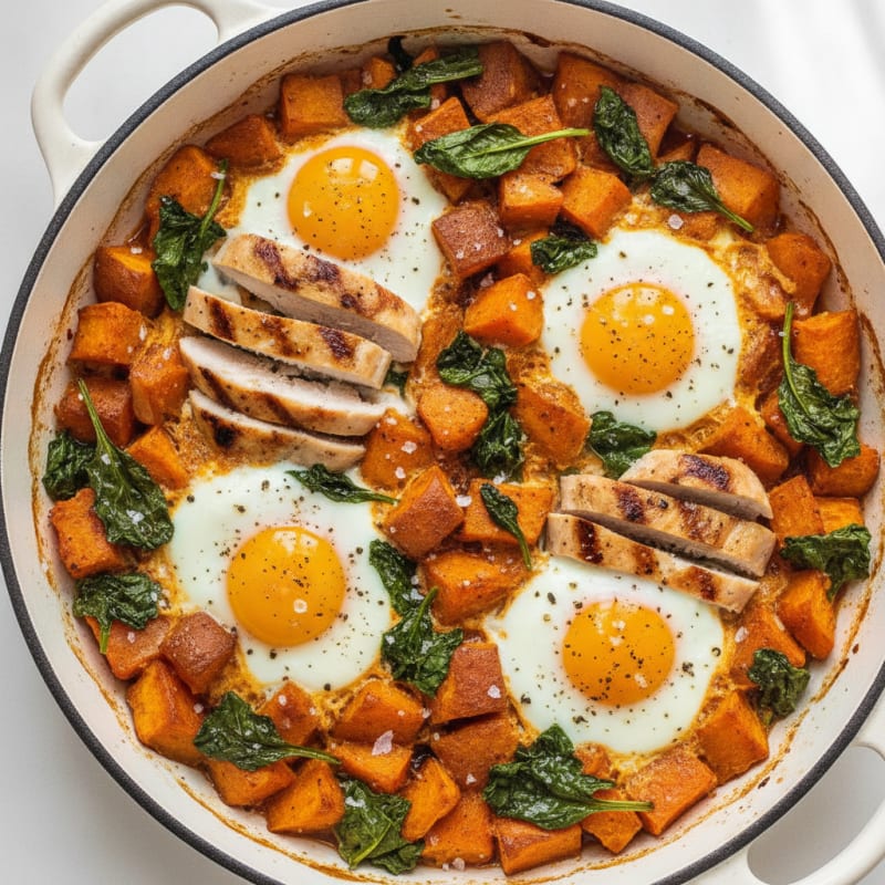 Baked Eggs with Roasted Sweet Potatoes