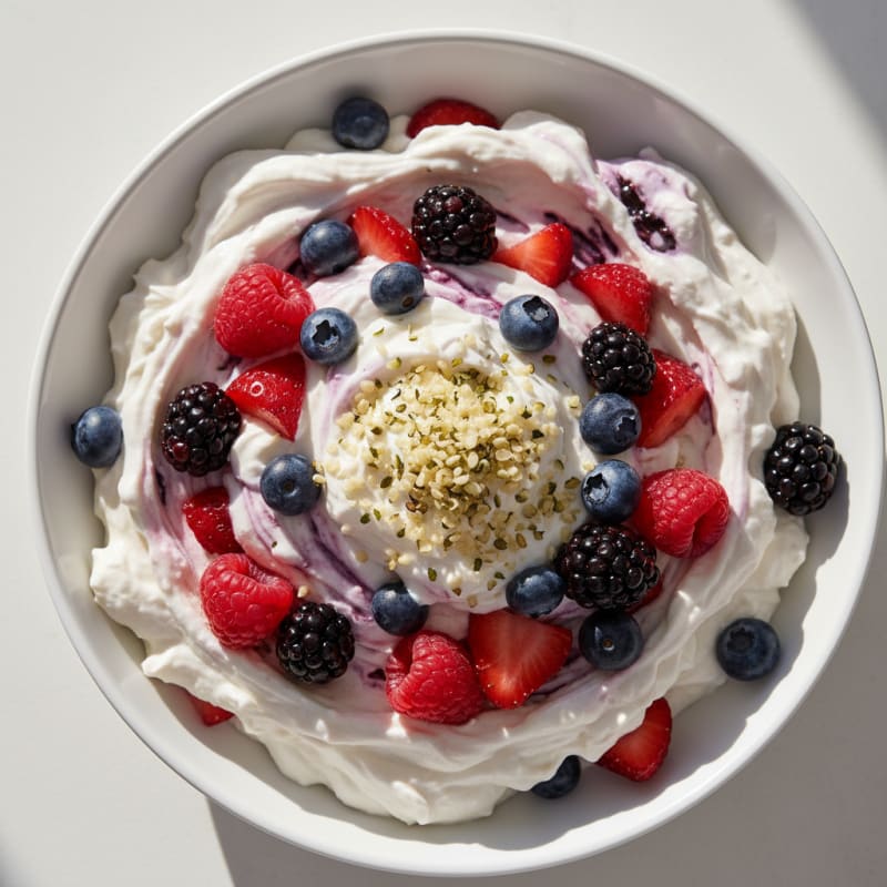Greek Yogurt Protein Pudding with Mixed Berries