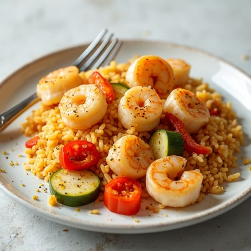 Seafood Saffron Rice with Roasted Vegetables