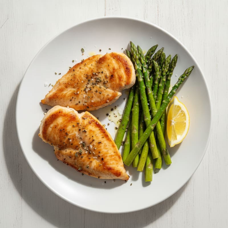 Pan-Seared Chicken with Roasted Asparagus