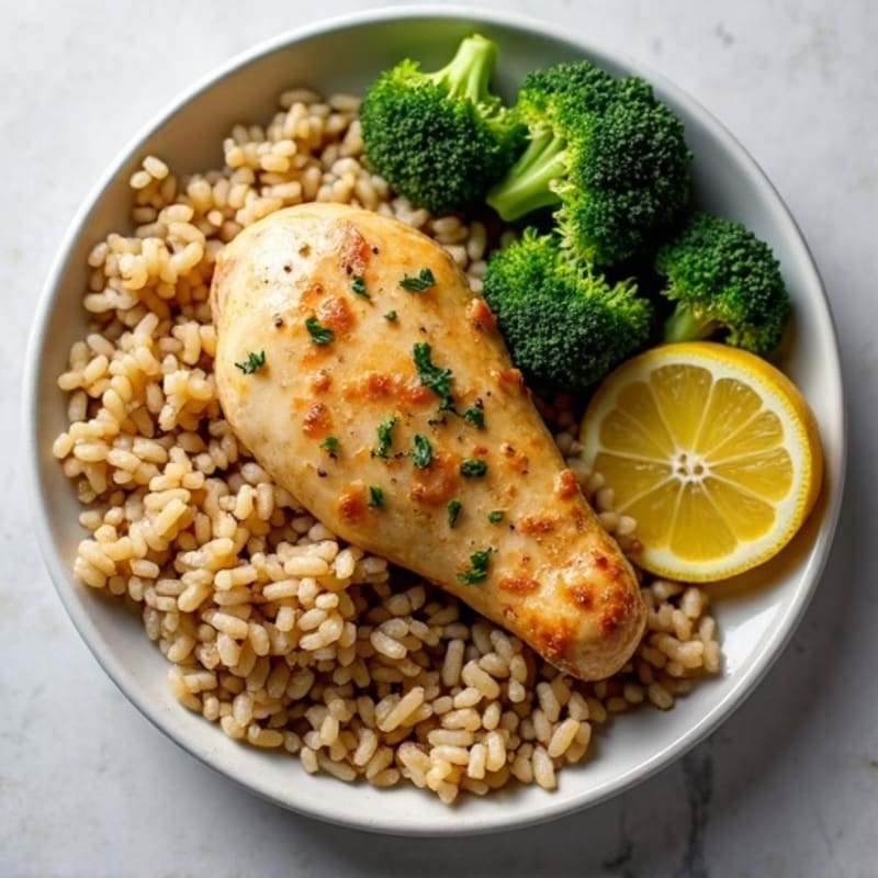 Lemon Herb Roasted Chicken with Brown Rice