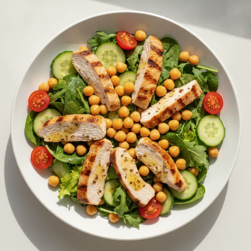 Grilled Turkey Breast Salad with Chickpeas and Lemon Vinaigrette