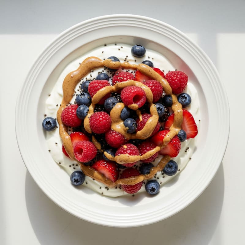 Greek Yogurt Bowl with Mixed Berries and Almond Butter