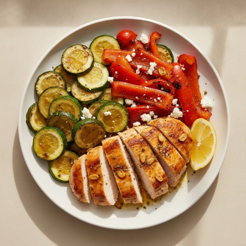 Mediterranean Oregano Chicken with Charred Vegetables