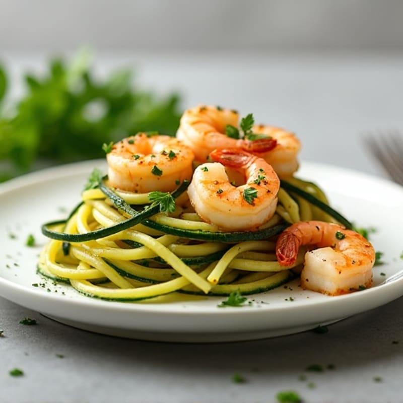 Garlic-Lemon Pan Seared Shrimp with Herb Zucchini Noodles