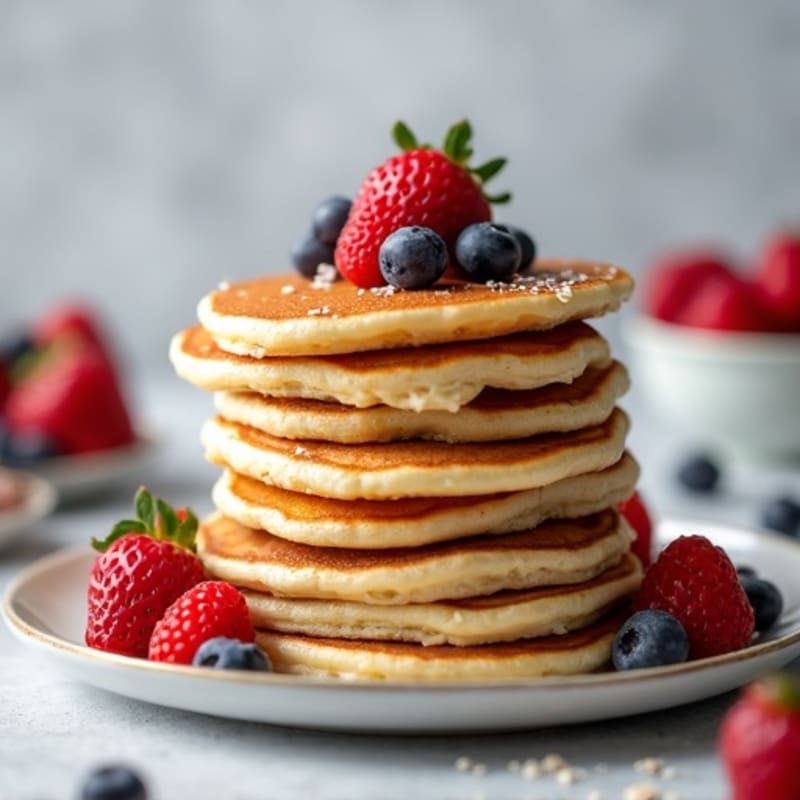 Fluffy High-Protein Pancakes with Fresh Berries