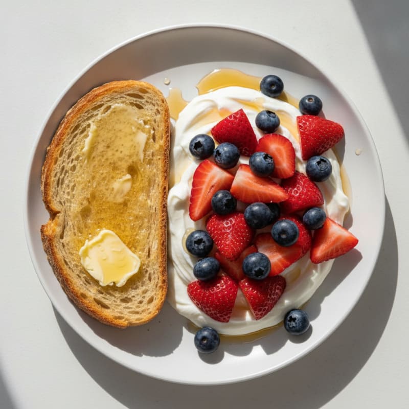 Greek Yogurt Parfait with Sourdough Toast and Fresh Berries