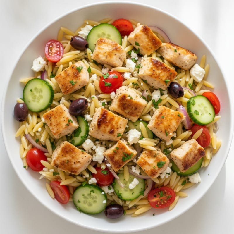 Greek Chicken and Orzo Bowl