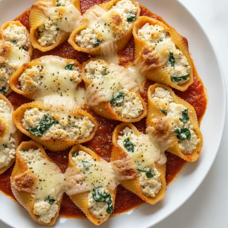 Baked Spinach Ricotta Stuffed Shells