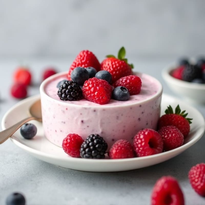 Silky Greek Yogurt Protein Pudding with Mixed Berries