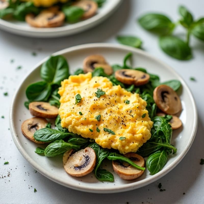 Protein-Packed Spinach and Mushroom Egg White Scramble