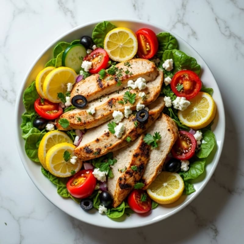Fresh Chopped Vegetable Salad with Creamy Feta and Zesty Lemon-Herb Dressing