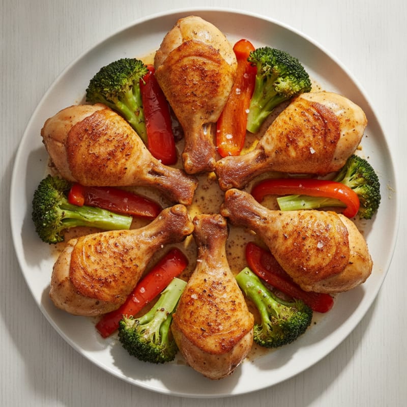 Pan-Seared Chicken Drumsticks with Roasted Vegetables