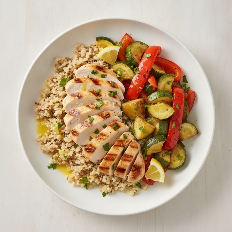 Grilled Chicken and Quinoa Power Bowl with Roasted Vegetables