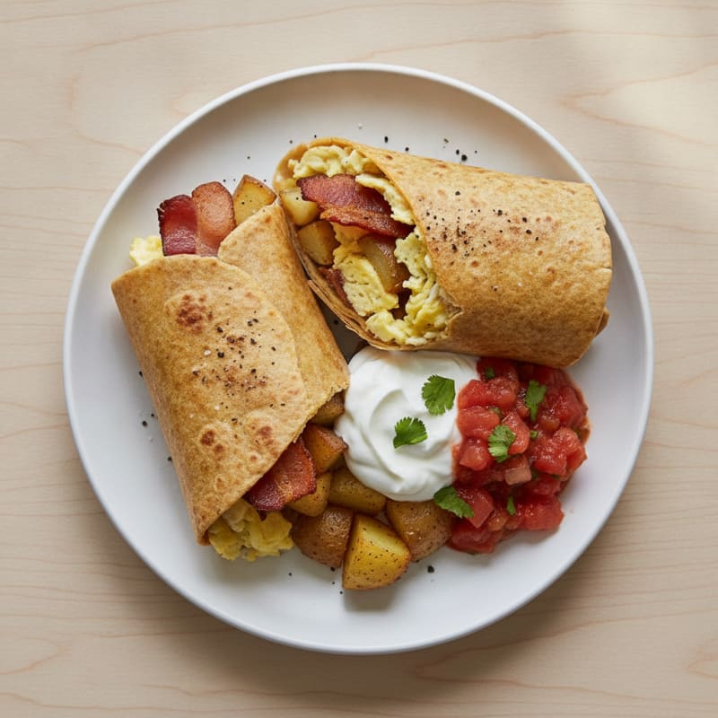 Hearty Bacon and Egg Breakfast Burrito