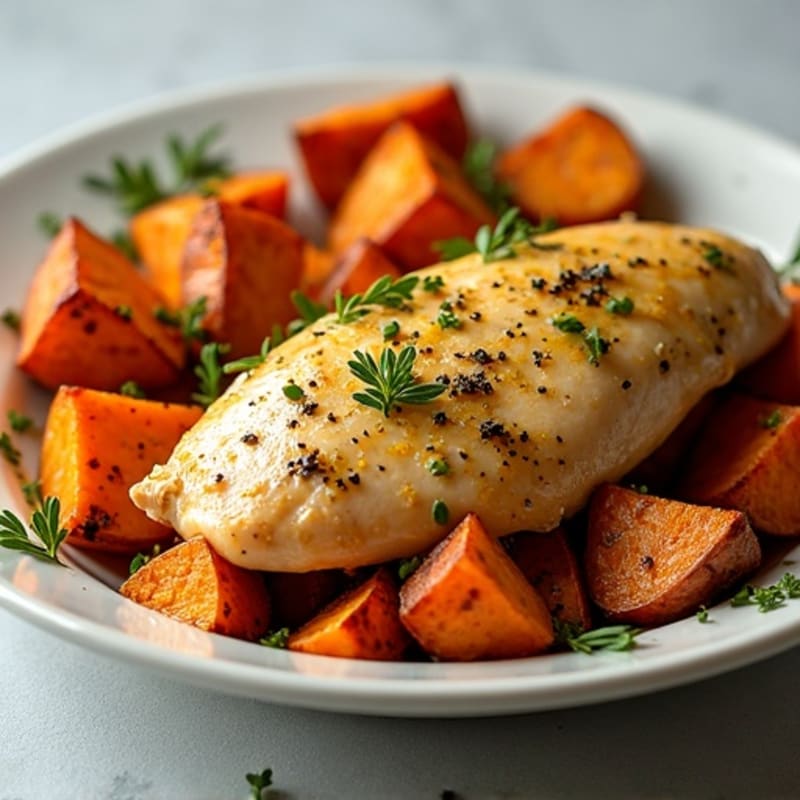 Sheet Pan Lemon-Herb Chicken with Roasted Sweet Potatoes