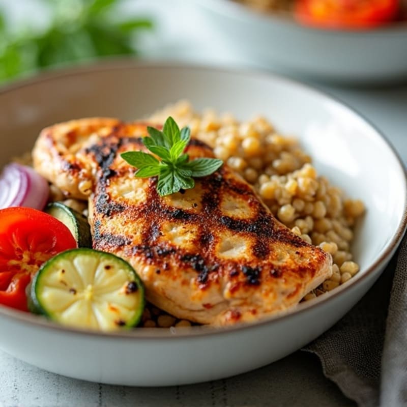 Grilled Chicken and Quinoa Power Bowl with Roasted Vegetables